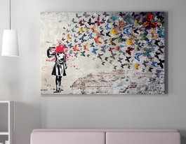 Wallity WY51 Banksy Lienzo Decorativo Enmarcado 50 x 70 cm